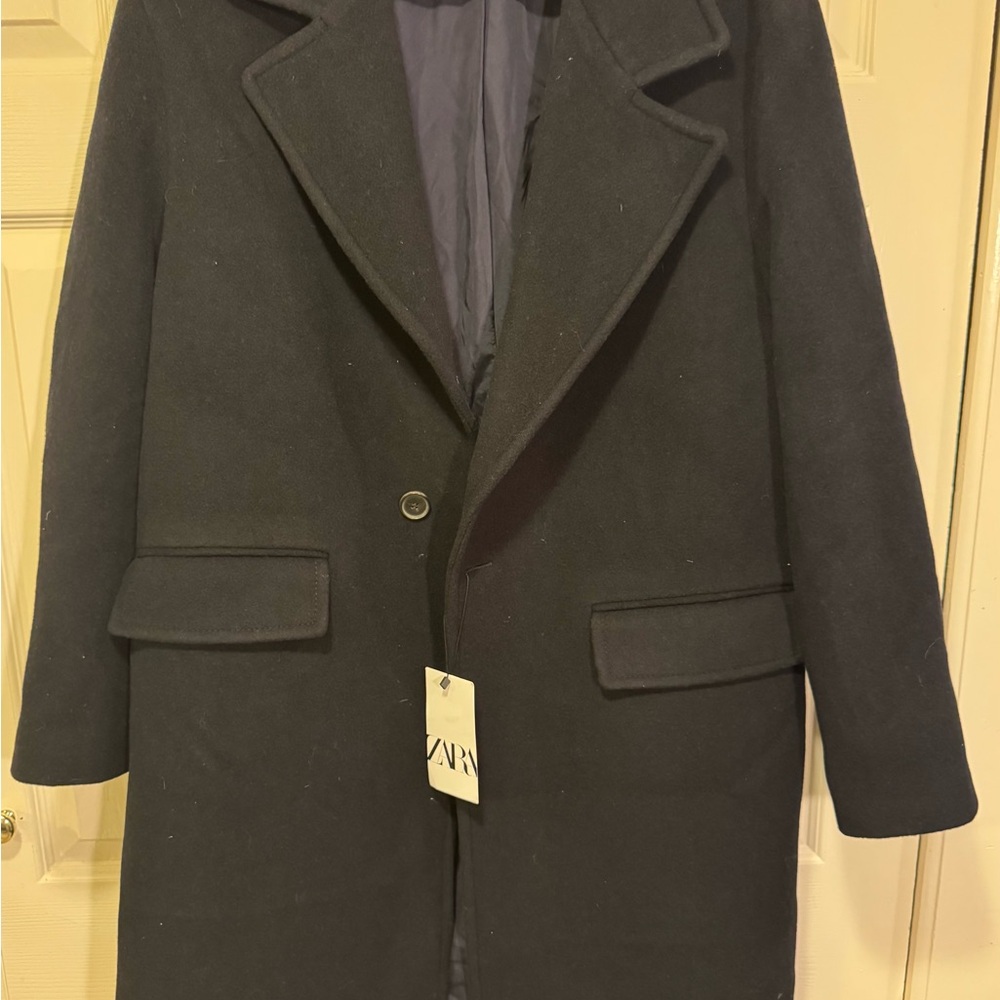 Zara Men's Classic Black Pea Coat